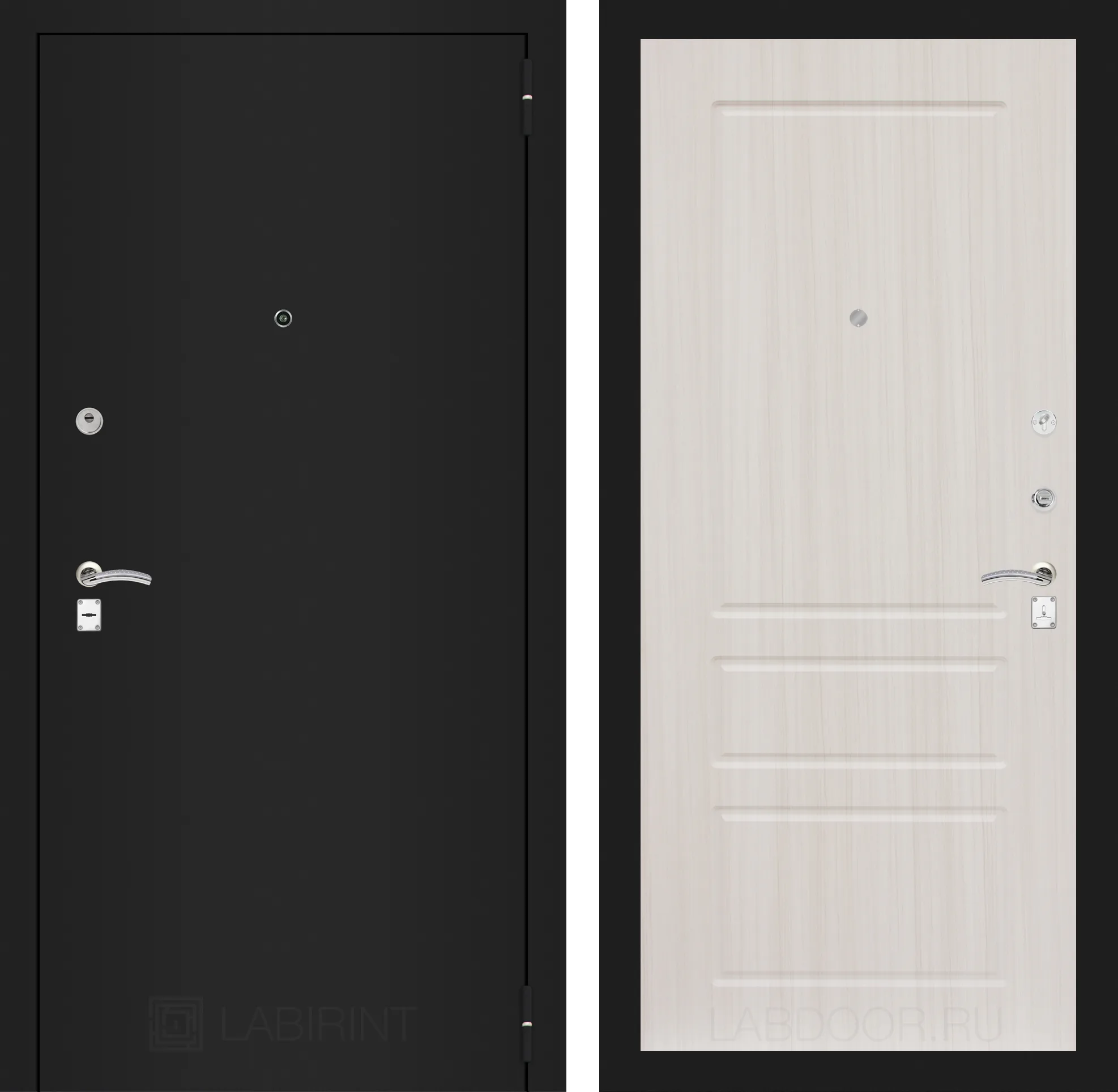 Входная дверь Классик шагрень черная 03 - Сандал белый