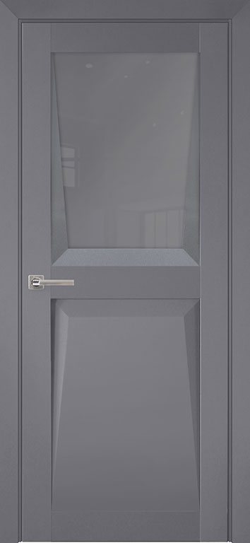 Дверь межкомнатная Перфекто (Perfecto) 107 Серый бархат Остекленная в интерьере