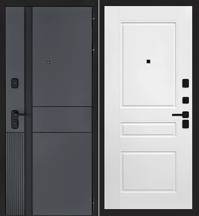 Металлическая дверь ЭВОЛАБ Муар черный 880x2050 в интерьере